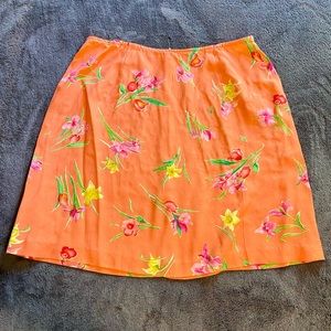 EXPRESS Compagnie Internationale Marque Deposee Orange Tropical Mini Skirt